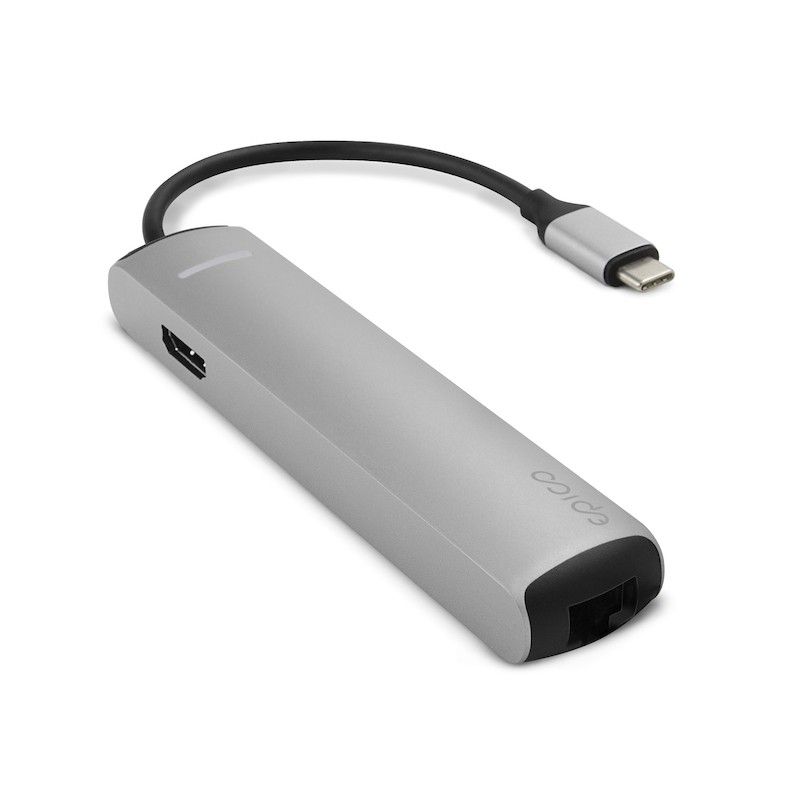 Hub Multimédia 4K HDMI, Ethernet, 3 USB 3.0 e USB-C - Prateado