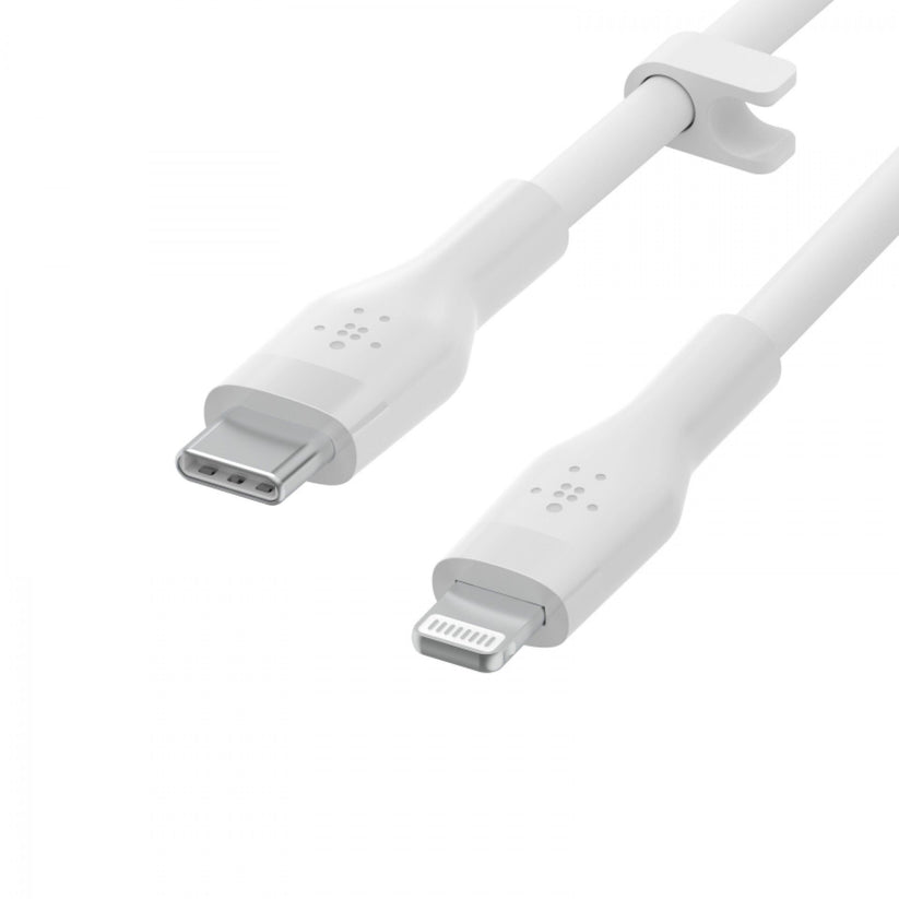 Cabo Belkin Boost Charge Flex Silicone USB-C para Lightning 1 m - Branco