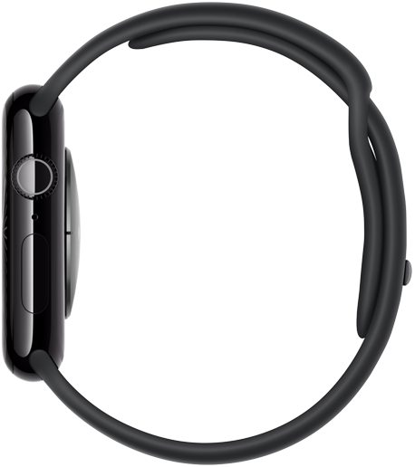 Vista do lado direito do Apple Watch Series 10 a mostrar a espessura fina.