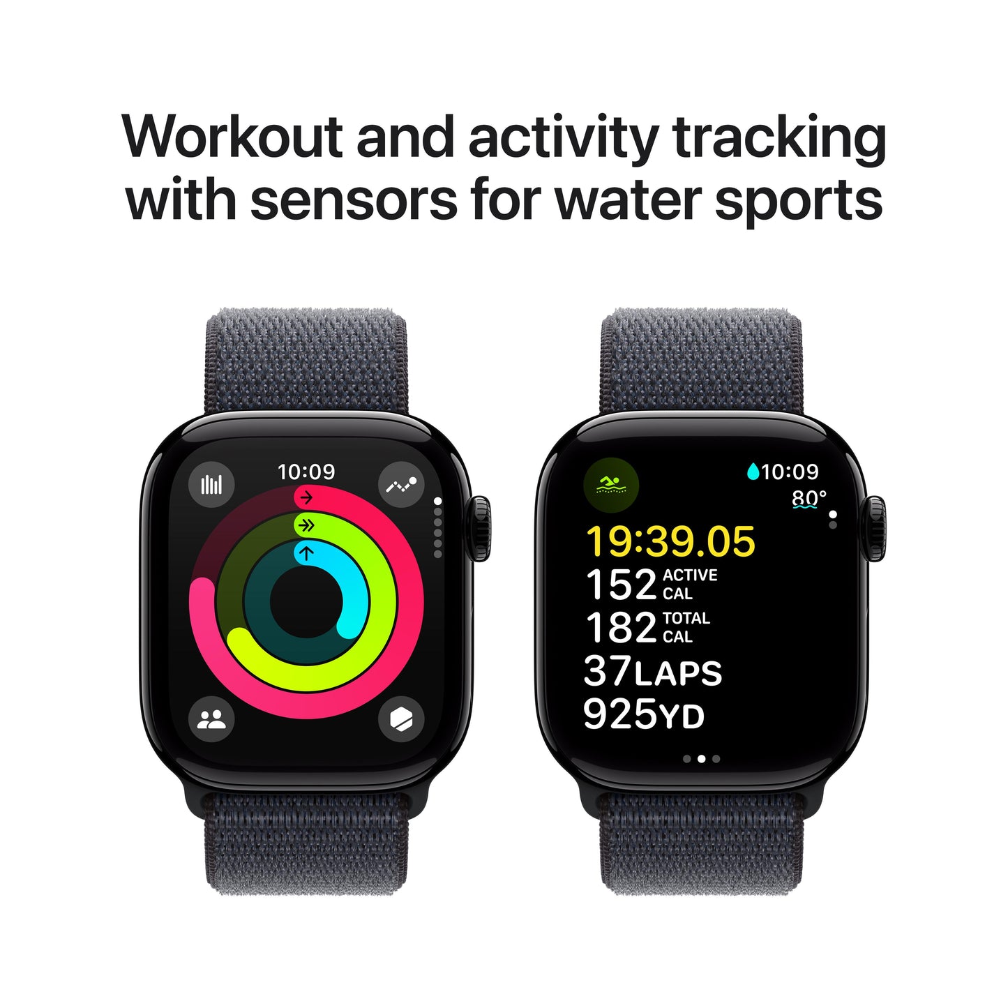 Apple Watch Series 10 GPS, Caixa em alumínio preto brilhante de 42 mm com Loop desportiva tinto