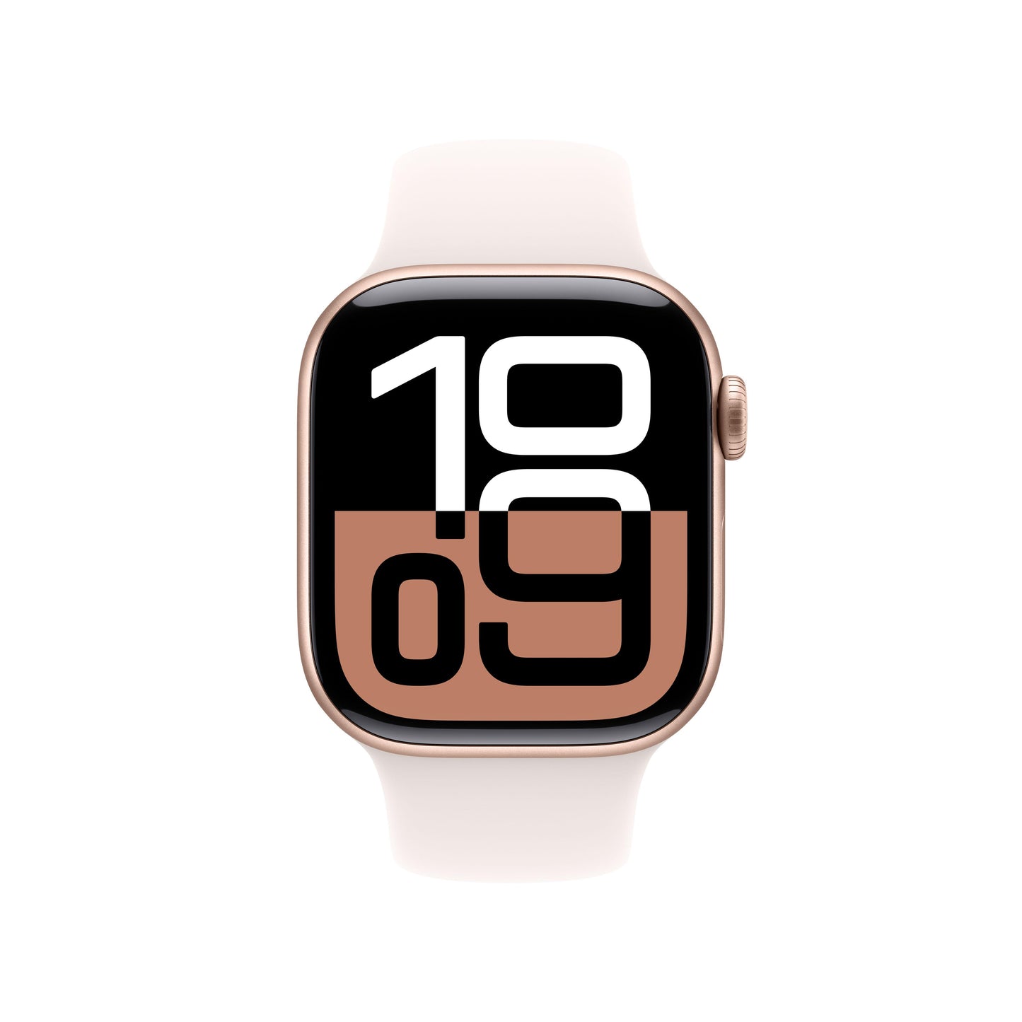 Apple Watch Series 10 GPS, Caixa em alumínio rosa‑dourado de 42 mm com Bracelete desportiva rosa leve - S/M