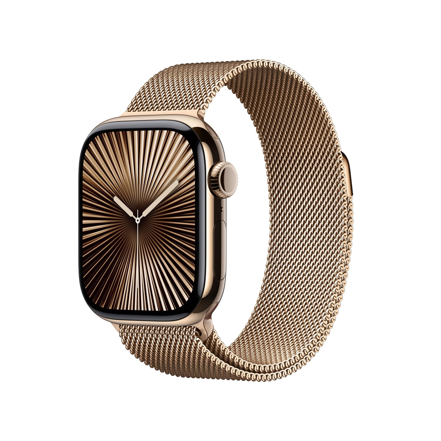 Apple Watch Series 10 GPS + Cellular, Caixa em titânio dourado de 42 mm com Loop milanesa dourada