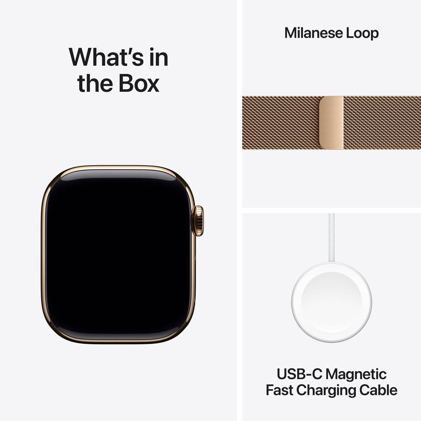 Apple Watch Series 10 GPS + Cellular, Caixa em titânio dourado de 42 mm com Loop milanesa dourada