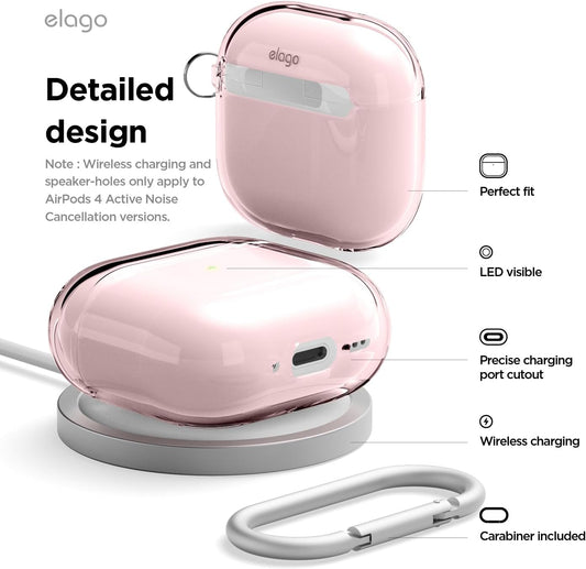 Capa para AirPods 4 TPU com mosquetão - Lovely Pink