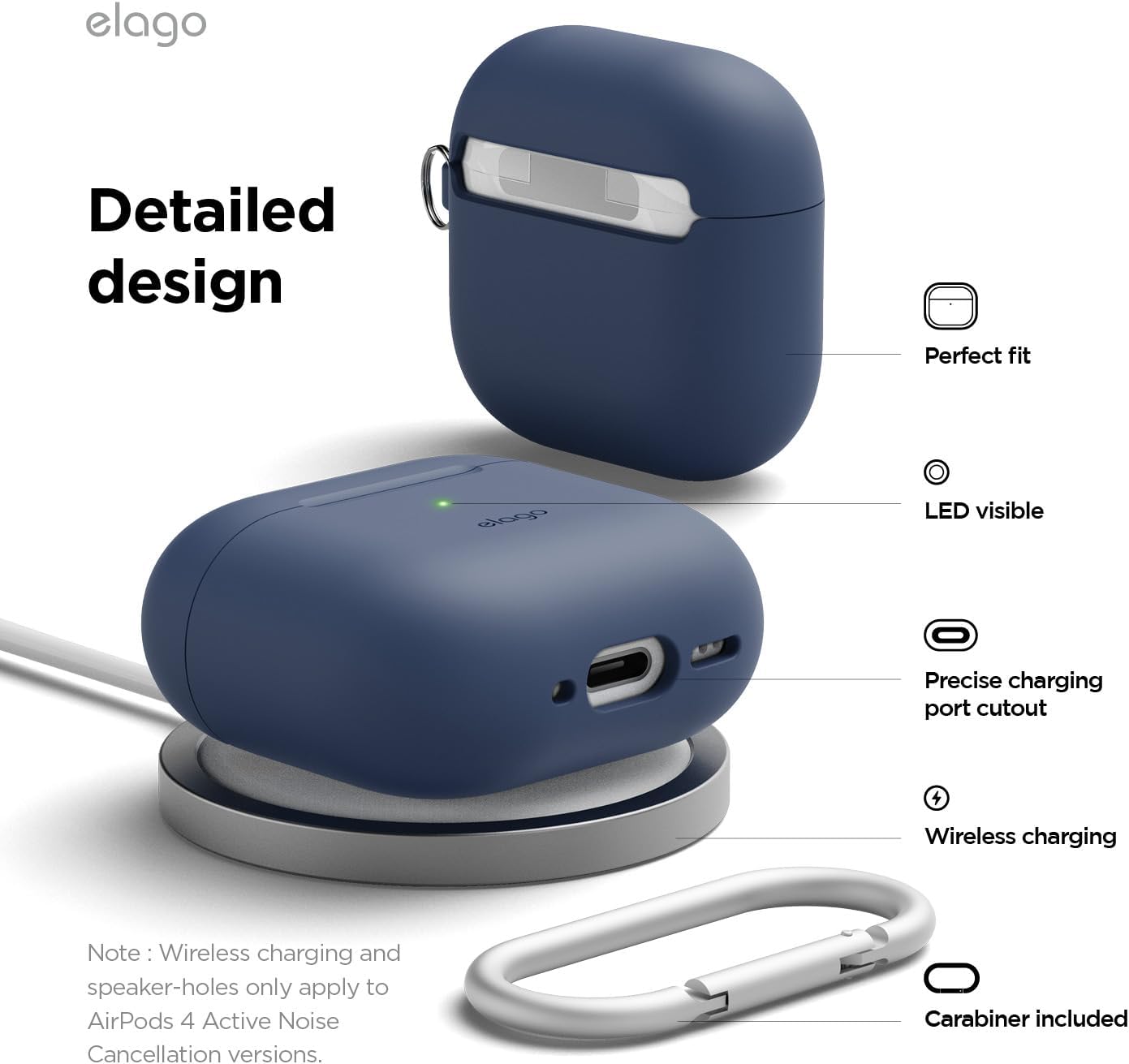 Capa para AirPods 4 silicone com mosquetão - Jeans