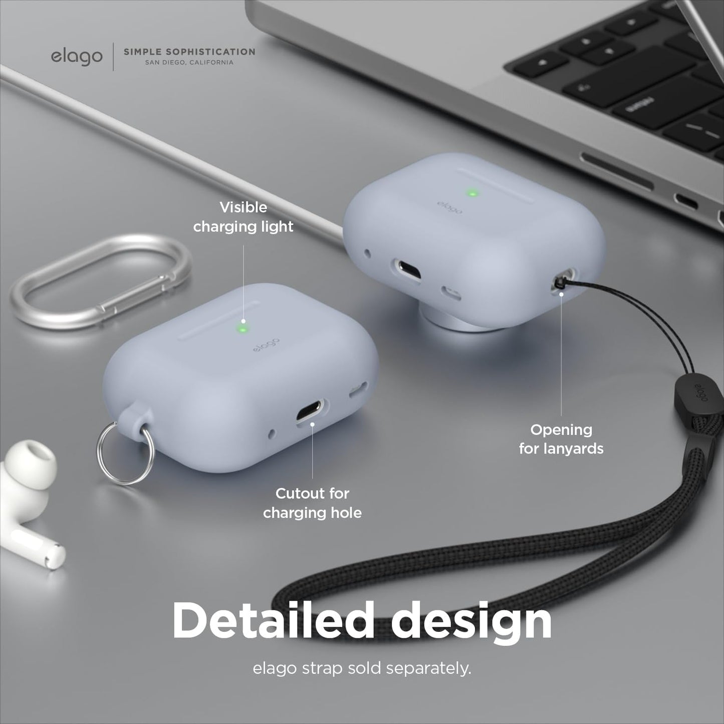 Capa para AirPods 2 TPU com mosquetão - Transparente