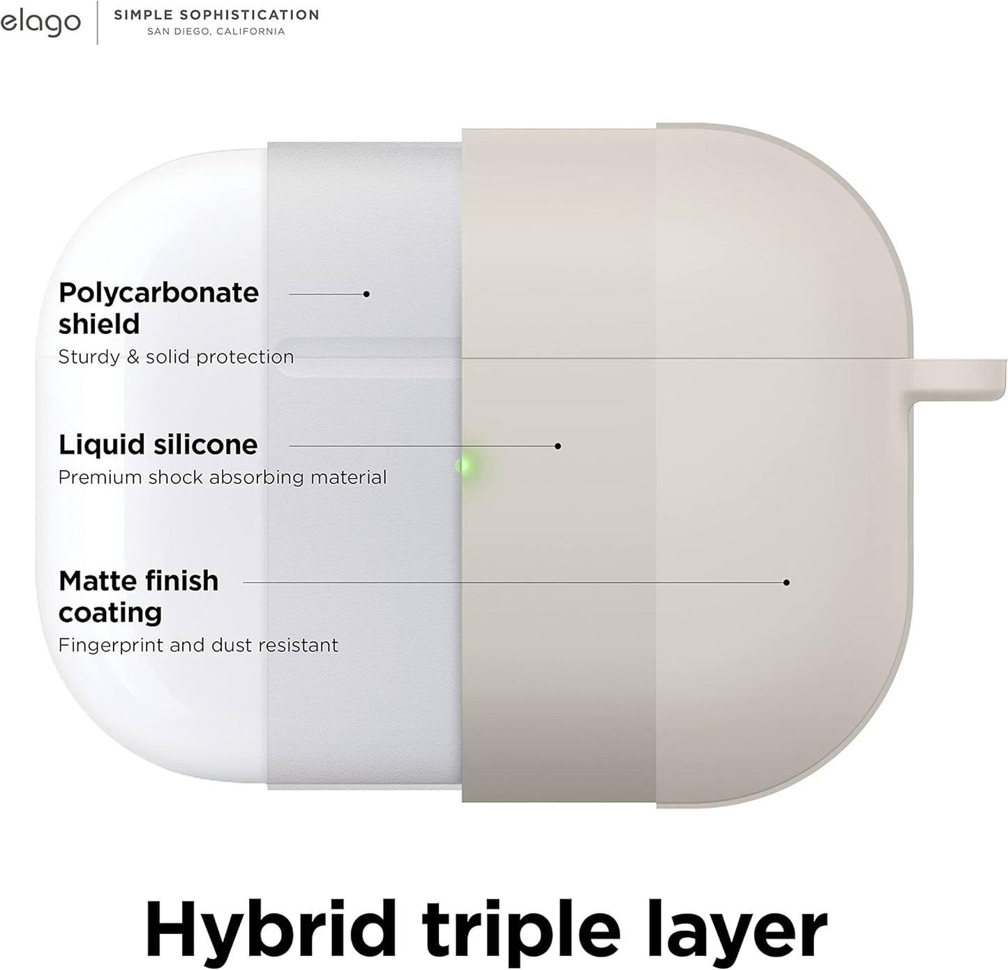 Capa para AirPods Pro 2 Liquid Hibrid com mosquetão - Pedra