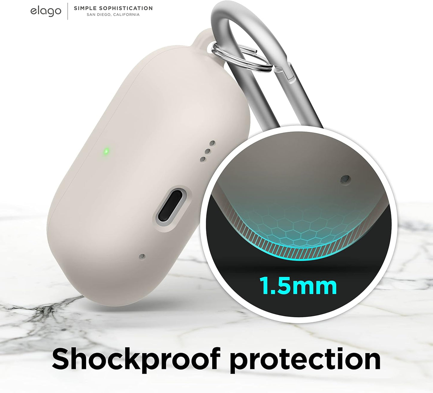 Capa para AirPods Pro 2 Liquid Hibrid com mosquetão - Pedra