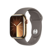 Apple_Watch_Series_9_LTE_41mm_Gold_Stainless_Steel_Clay_Sport_Band_PDP_Image_Position-1__WWEN