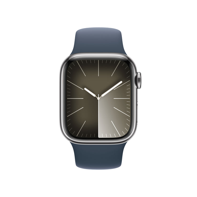 Apple_Watch_Series_9_LTE_41mm_Silver_Stainless_Steel_Storm_Blue_Sport_Band_PDP_Image_Position-2__WWEN