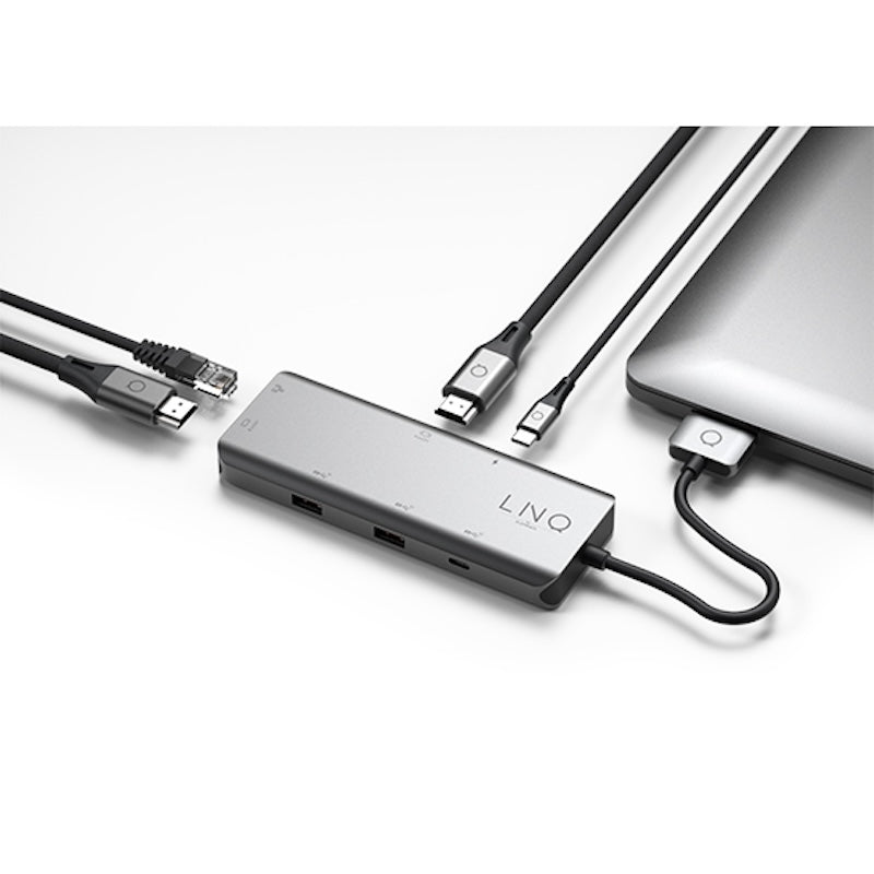 HUB Linq 2xUSB-C, 7 em 2 com HDMI - Cinzento