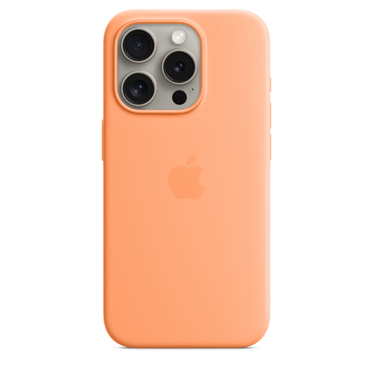 Capa em silicone com MagSafe para iPhone 15 Pro - Sorvete de laranja