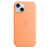 Capa em silicone com MagSafe para iPhone 15 - Sorvete de laranja