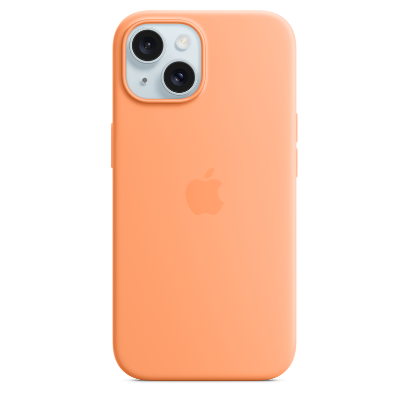 Capa em silicone com MagSafe para iPhone 15 - Sorvete de laranja