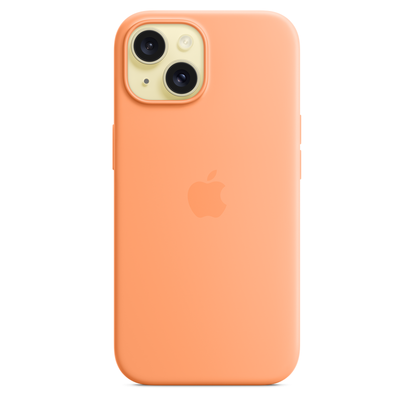 Capa em silicone com MagSafe para iPhone 15 - Sorvete de laranja