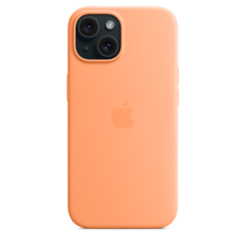 Capa em silicone com MagSafe para iPhone 15 - Sorvete de laranja