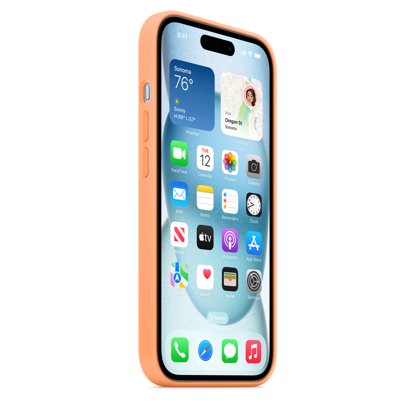 Capa em silicone com MagSafe para iPhone 15 - Sorvete de laranja