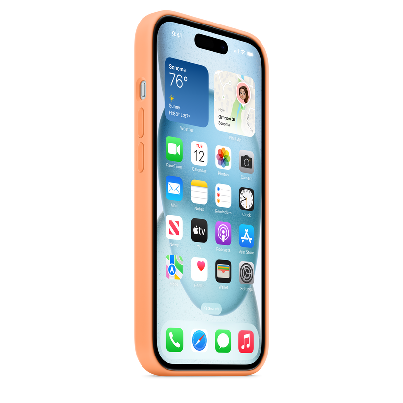 Capa em silicone com MagSafe para iPhone 15 - Sorvete de laranja